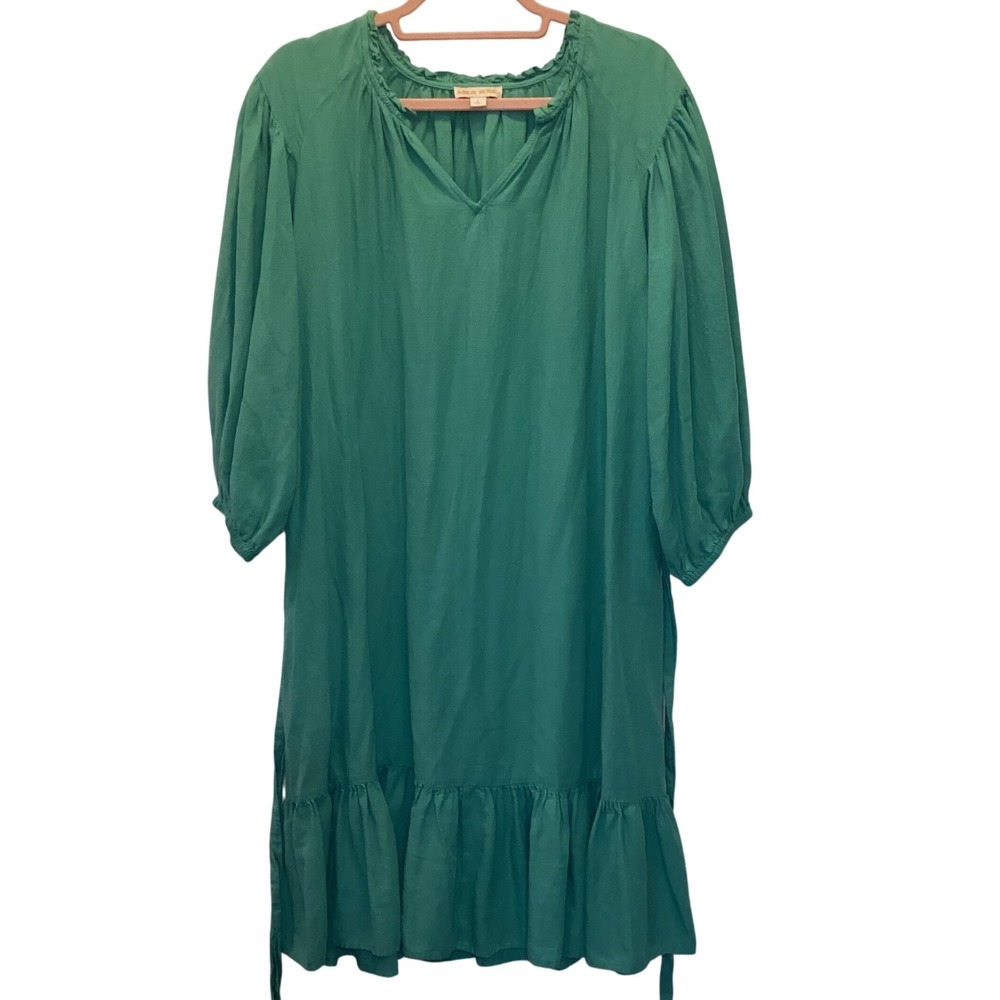 Knox Rose Teal Green Ruffle Hem Boho Mini Dress with Pockets Large Cotton blend